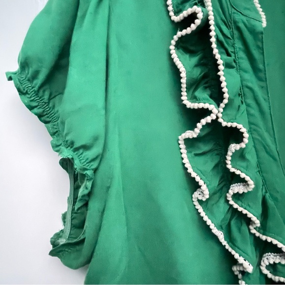 Anthropologie Odille green ruffle blouse size 14 - Picture 6 of 12